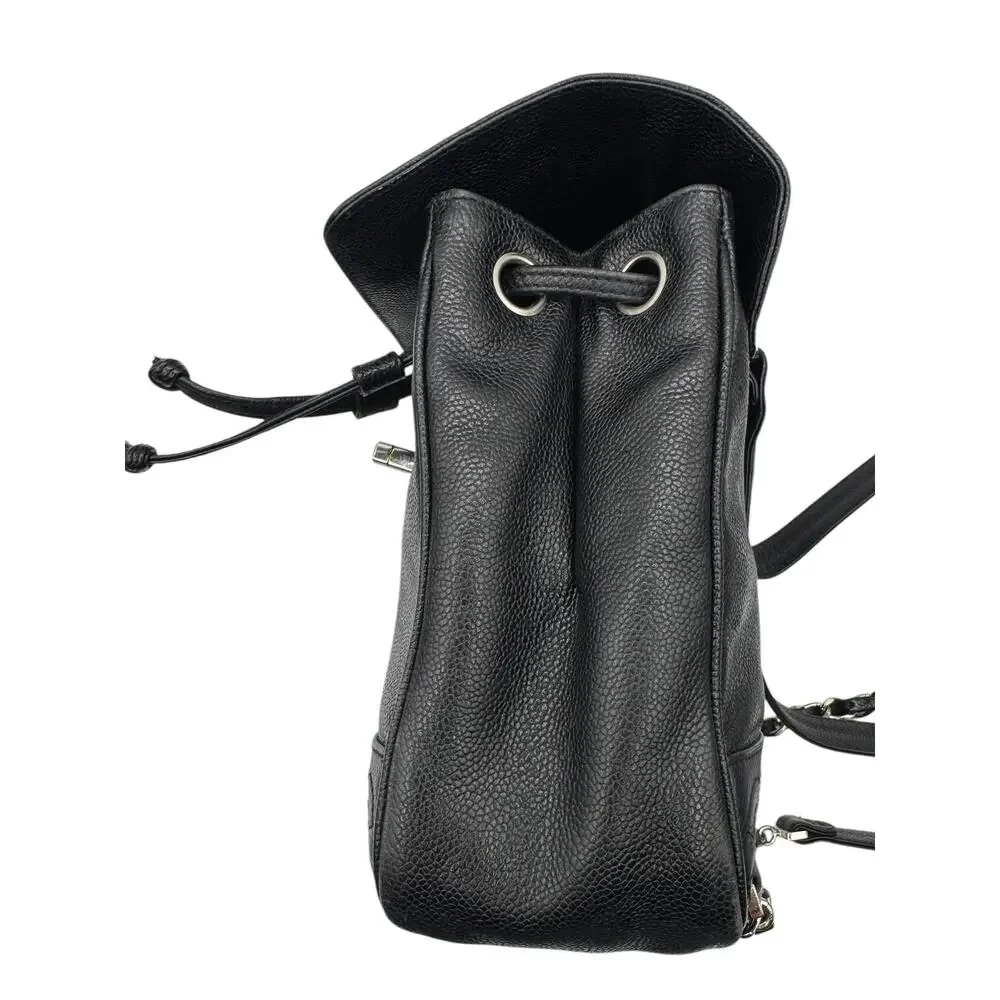 Chanel 1996-1997 Black Caviar Triple CC Backpack - Silver Hardware *RARE*